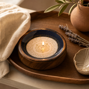 Stars Sign Mini Bowl & Incense Stick Holder - Leo — styled in a warm, naturally lit interior