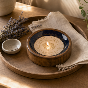 Stars Sign Mini Bowl & Incense Stick Holder - Pisces — styled in a warm, naturally lit interior
