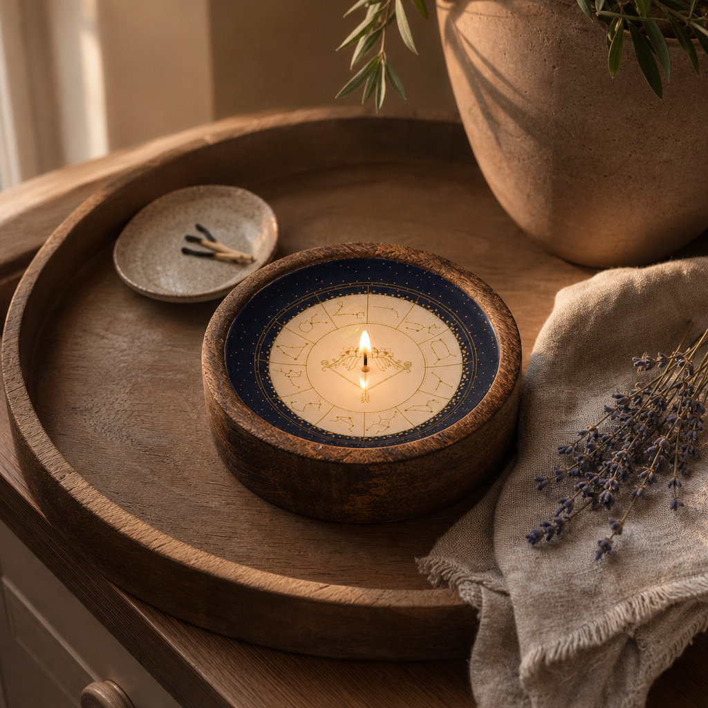Stars Sign Mini Bowl & Incense Stick Holder - Sagittarius — styled in a warm, naturally lit interior