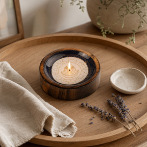Stars Sign Mini Bowl & Incense Stick Holder - Virgo — styled in a warm, naturally lit interior