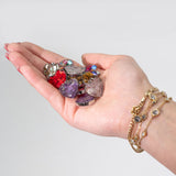 Steel Cased Pendant Hearts - 12 Assorted Gemstone Chips & Shells (12 pcs) - SHAMTAM.COM