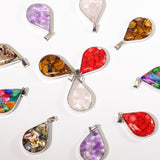 Steel Cased Pendant Teardrops - 12 Assorted Gemstone Chips & Shells (12 pcs) - SHAMTAM.COM