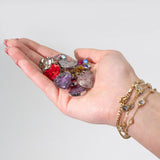 Steel Cased Pendant Hearts - 12 Assorted Gemstone Chips & Shells (12 pcs) - SHAMTAM.COM