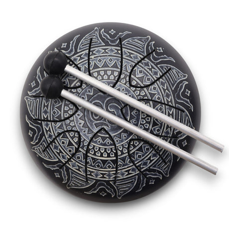 16cm Hapi Drum Om Mandala Engraved Handpan - Decorative Tongue Drum with Mallets for Melodic and Rhythmic Sounds - SHAMTAM.COM