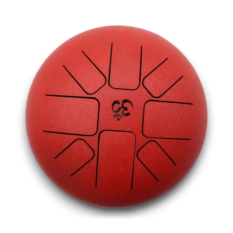 Med Hapi Drum Om Red - 22x16cm Steel Tongue Drum with Mallets - Textured Surface & Circular Tongue Design - SHAMTAM.COM