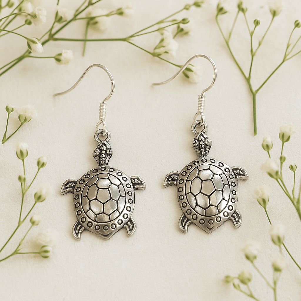 Sterling Silver Turtle Drop Earrings Set of 2 - SHAMTAM.COM