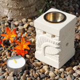 Stone Oil Burner - Carved Leaf - SHAMTAM.COM