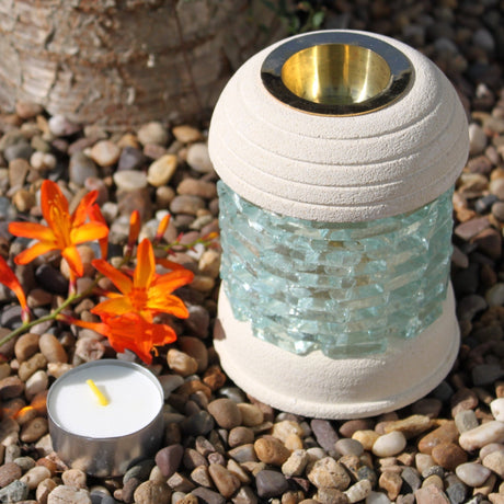 Stone Oil Burner - Round Glass Brick - SHAMTAM.COM