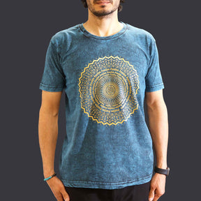 Medium Stone Washed T-Shirt - Mandala - Blue - SHAMTAM.COM