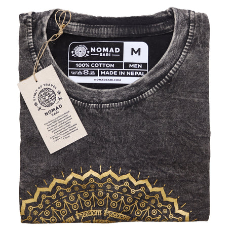 Medium Stone Washed T-Shirt - Mandala - Dark Grey - SHAMTAM.COM