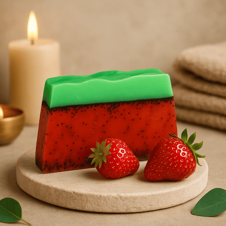 Strawberry Handmade Soap Bar With Poppy Seeds - SHAMTAM.COM