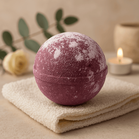 Strawberry Pavlova Bath Bomb, Red and White 180g - SHAMTAM.COM