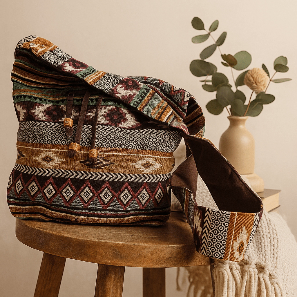 Student Backpack - Chocolate Jacquard - SHAMTAM.COM