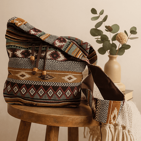 Student Backpack - Chocolate Jacquard - SHAMTAM.COM