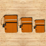Stylish Orange Canvas Tablet Pouch with Quick Access Design and Extra Pocket - 100% Cotton, Slim & Portable - SHAMTAM.COM
