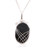 Black Onyx Necklace Swirl Wrapped Gemstone - SHAMTAM.COM