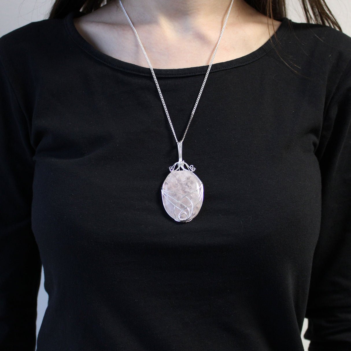 Opalite Necklace Swirl Wrapped Gemstone - SHAMTAM.COM