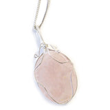 Rose Quartz Necklace Swirl Wrapped Gemstone - SHAMTAM.COM