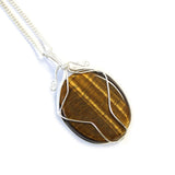 Tiger Eye Necklace Swirl Wrapped Gemstone - SHAMTAM.COM