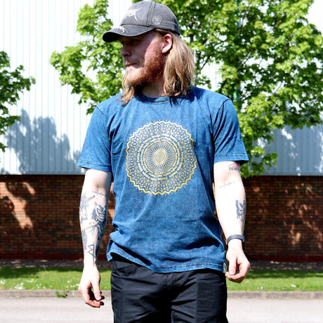 Large Stone Washed T-Shirt - Mandala - Blue - SHAMTAM.COM