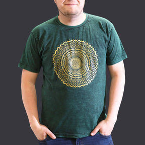 XLarge Stone Washed T-Shirt - Mandala - Green - SHAMTAM.COM