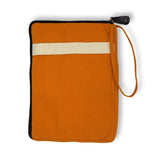 Stylish Orange Canvas Tablet Pouch with Quick Access Design and Extra Pocket - 100% Cotton, Slim & Portable - SHAMTAM.COM