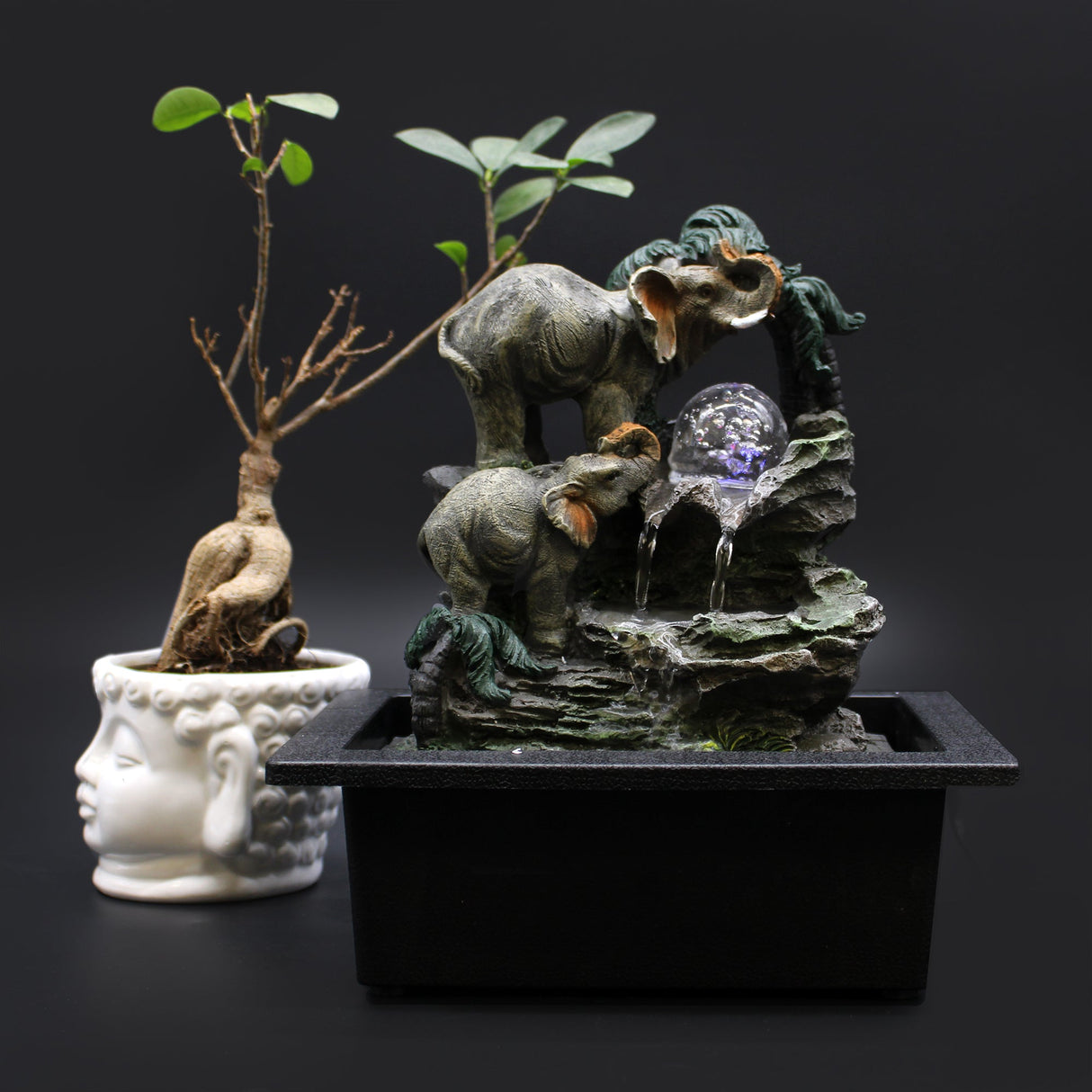 Tabletop Fountain - 30cm - Elephant Family - SHAMTAM.COM