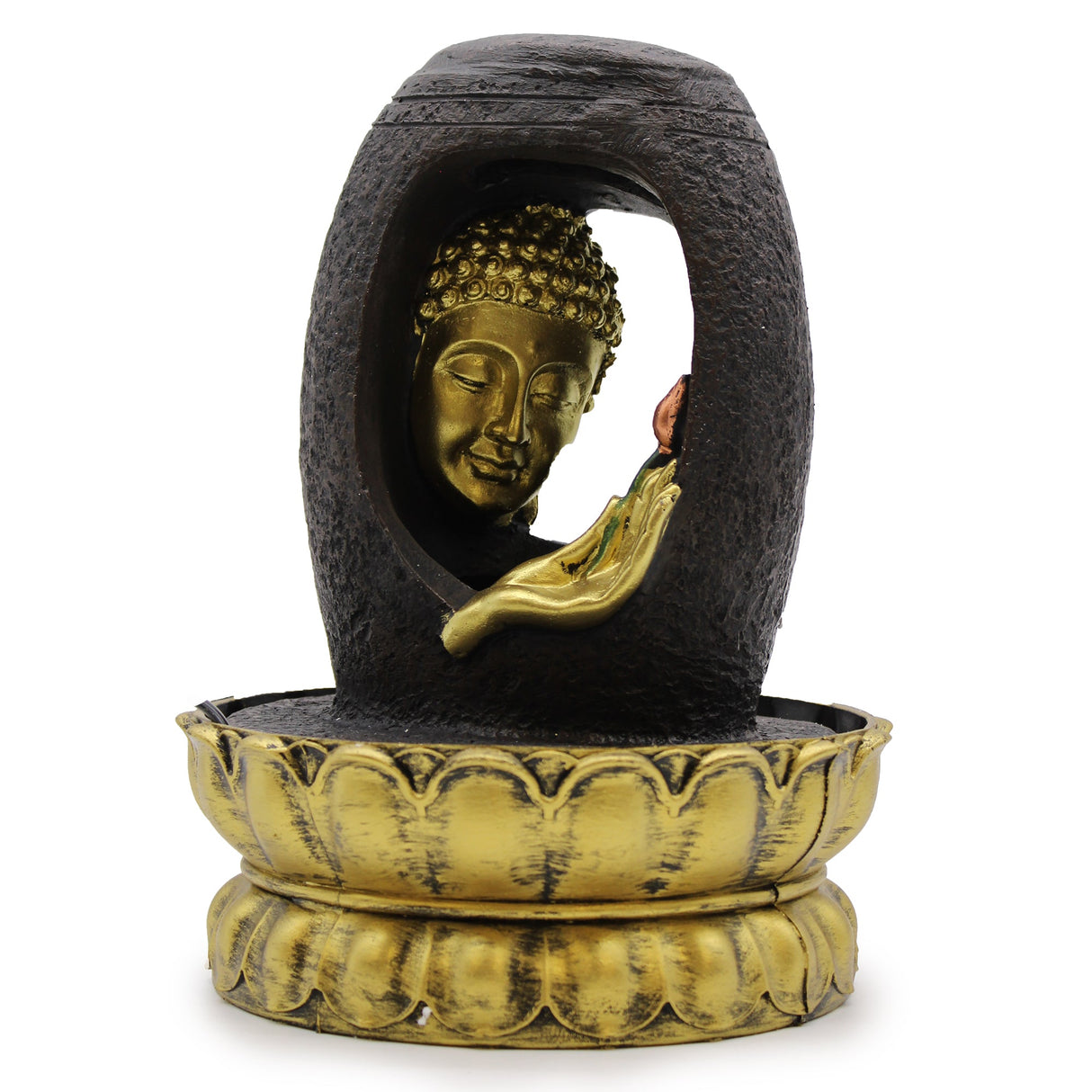 Tabletop Fountain - 30cm - Golden Buddha & Vitarka Mudra - SHAMTAM.COM