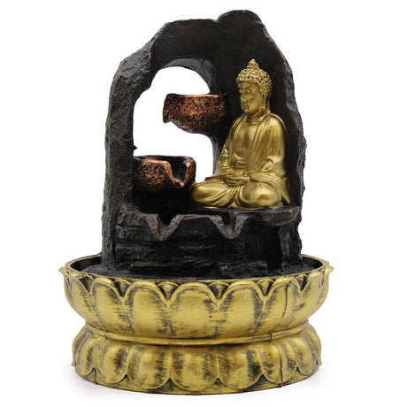 Tabletop Fountain - 30cm - Golden Meditating Buddha - SHAMTAM.COM