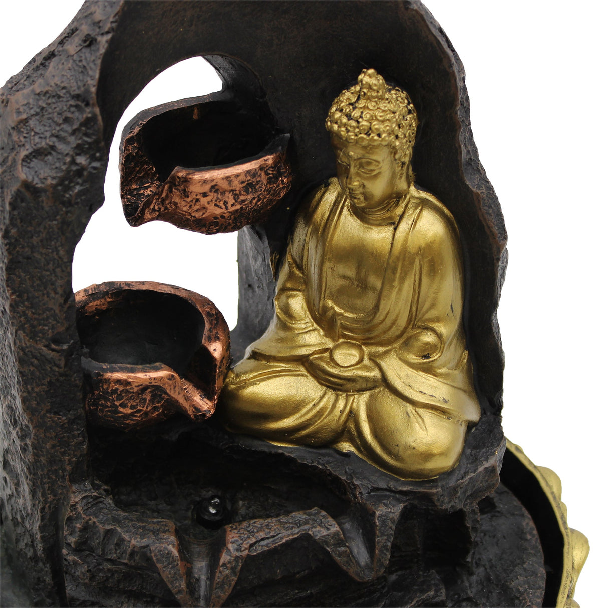 Tabletop Fountain - 30cm - Golden Meditating Buddha - SHAMTAM.COM