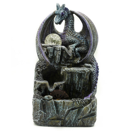 Tabletop Fountain - 35cm - Purple Dragon, Crystal Ball & Water Wheel - SHAMTAM.COM