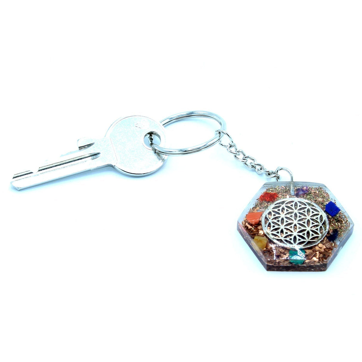 Talisman Keychain Orgonite Power - Octagon Flower of Life - SHAMTAM.COM