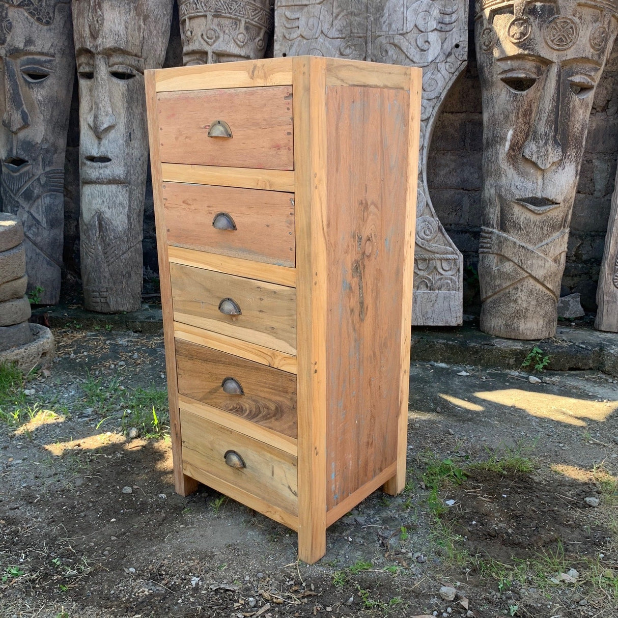 Tall set of 5 Draws - Recycled Wood - SHAMTAM.COM