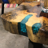 Tamarind and Resin Coffee Table - Aqua - SHAMTAM.COM