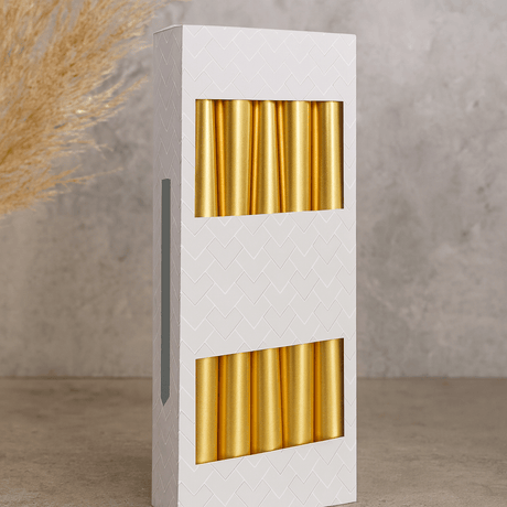 Taper Candles Gold - 10 Pack - SHAMTAM.COM