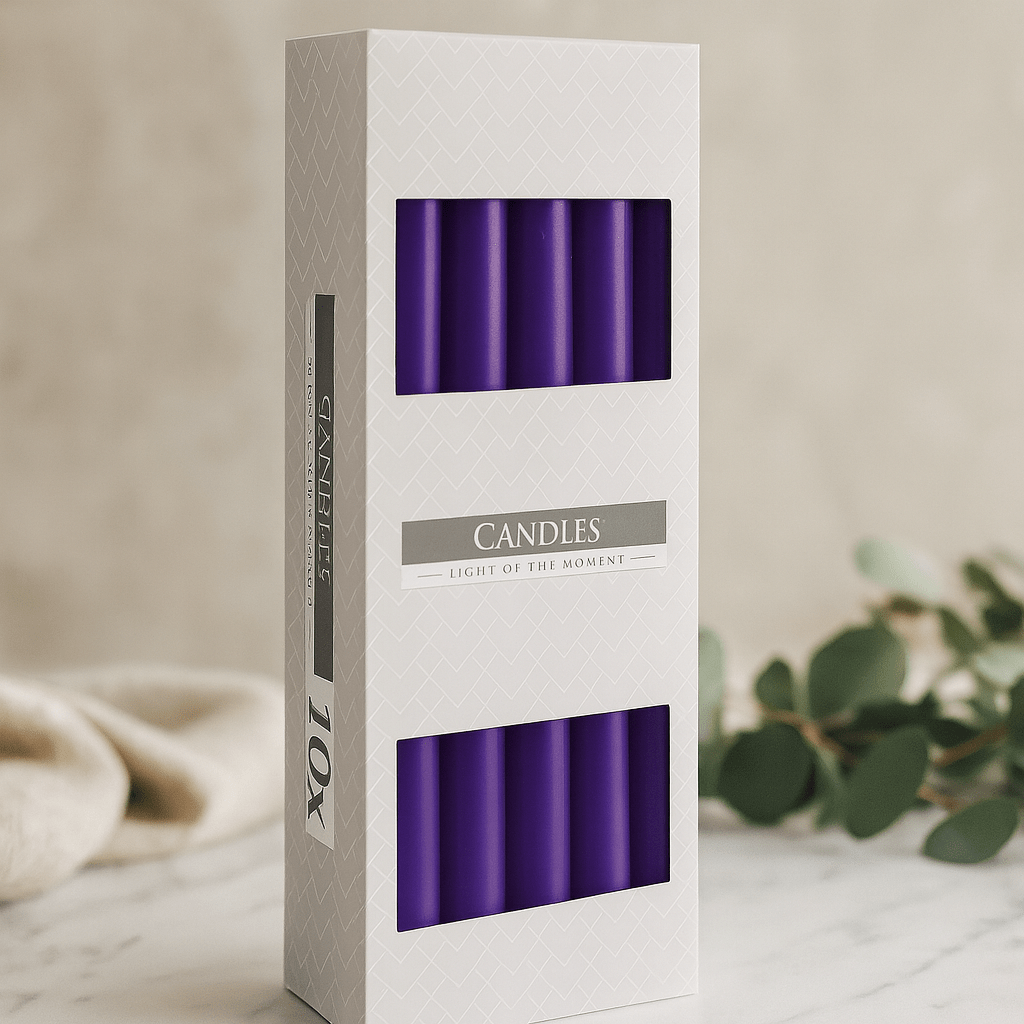 Taper Candles Lavender 10 Pack - SHAMTAM.COM