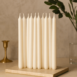 Taper Candles White 10 Pack - SHAMTAM.COM