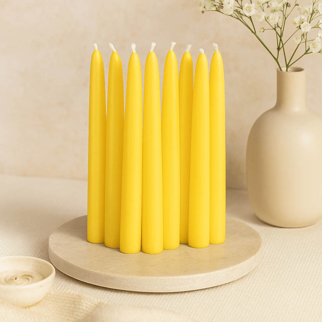 Taper Candles Yellow Set of 10 - SHAMTAM.COM