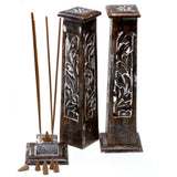 Tapered Incense Tower Washed Des2 - Mango Wood - SHAMTAM.COM