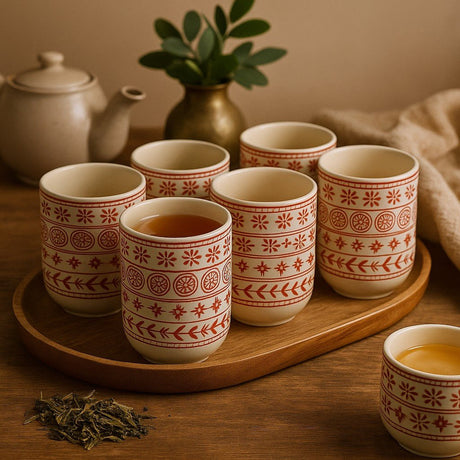 Tea Cups Amber Set of 6 - SHAMTAM.COM