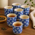 Tea Cups Blue Daisey Set of 6 - SHAMTAM.COM