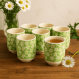 Tea Cups Green Daisey Set of 6 - SHAMTAM.COM
