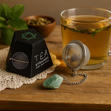 Infusor de Chá com Pedra Bruta de Aventurina Verde