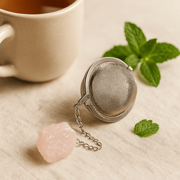Infusor de Chá com Quartzo Rosa Bruto