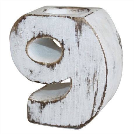 Tea Light Candle Holder Wooden Number 9 - SHAMTAM.COM