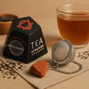 Infusor de Chá com Pedra Preciosa Jaspe Vermelho Bruto