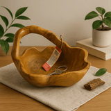 Teak Root Bowl Back Handle 30cm - SHAMTAM.COM