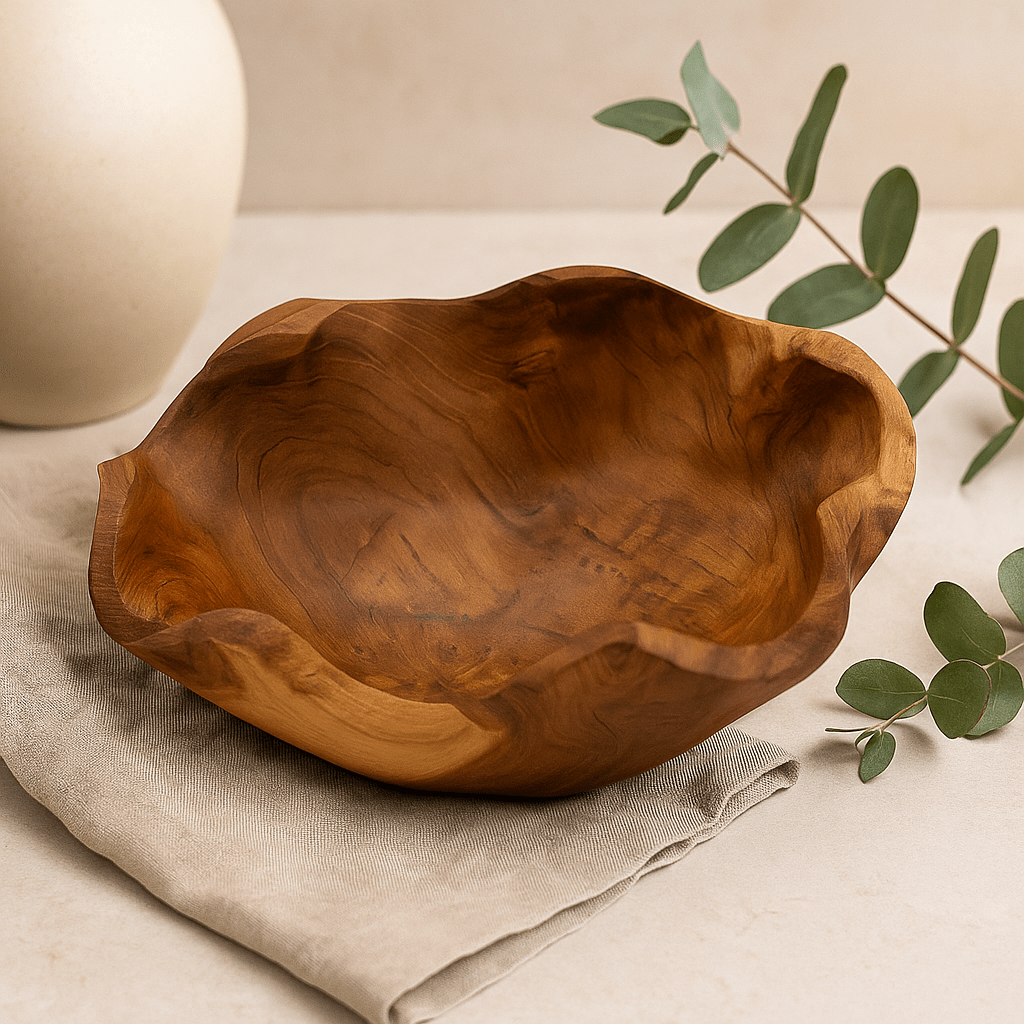Teak Wood Fruit Bowl 21 x 9 cm - SHAMTAM.COM
