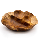 Teak Wood Round Fruit Bowl 3 Section 30x5.5cm - SHAMTAM.COM
