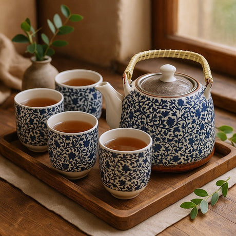Teapot Set, Blue Pattern - SHAMTAM.COM